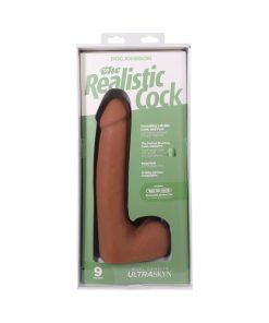 The Realistic Cock 9 In. Ultraskyn Vac-U-Lock Dildo With Balls Caramel