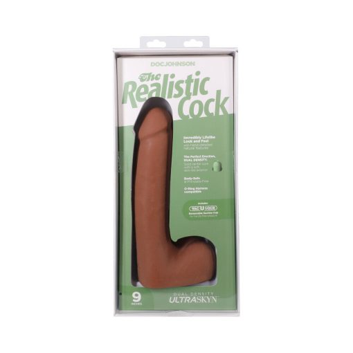 The Realistic Cock 9 In. Ultraskyn Vac-U-Lock Dildo With Balls Caramel - Image 9