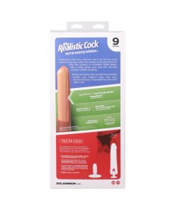 The Realistic Cock 9 In. Ultraskyn Vac-U-Lock Dildo With Balls Caramel