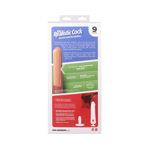 The Realistic Cock 9 In. Ultraskyn Vac-U-Lock Dildo With Balls Caramel - Image 10