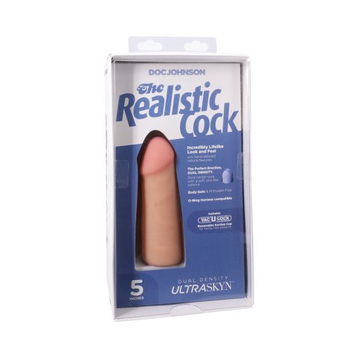 The Realistic Cock 5 In. Ultraskyn Vac-U-Lock Dildo Vanilla