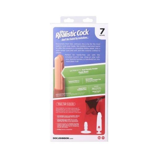 The Realistic Cock 7 In. Ultraskyn Vac-U-Lock Dildo Vanilla - Image 10