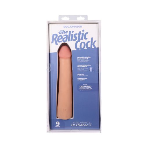 The Realistic Cock 9 In. Ultraskyn Vac-U-Lock Dildo Vanilla - Image 9