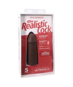 The Realistic Cock 5 In. Ultraskyn Vac-U-Lock Dildo Chocolate