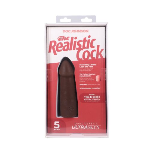 The Realistic Cock 5 In. Ultraskyn Vac-U-Lock Dildo Chocolate - Image 9