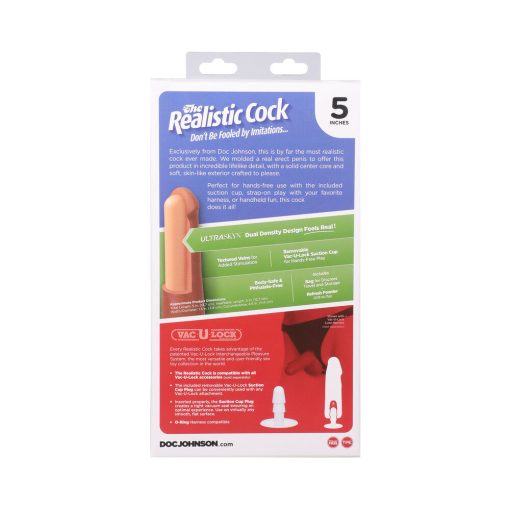 The Realistic Cock 5 In. Ultraskyn Vac-U-Lock Dildo Chocolate - Image 10