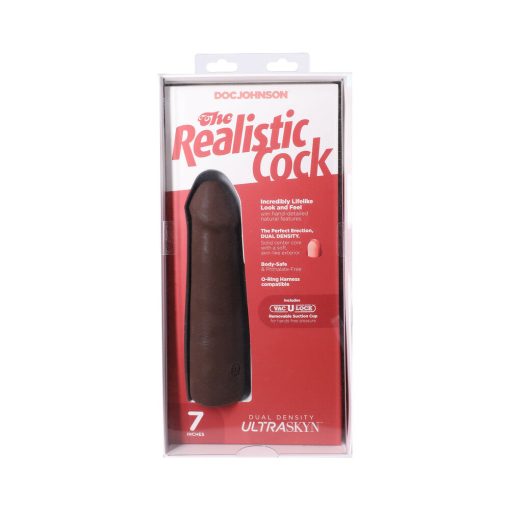 The Realistic Cock 7 In. Ultraskyn Vac-U-Lock Dildo Chocolate - Image 9