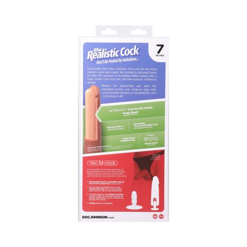 The Realistic Cock 7 In. Ultraskyn Vac-U-Lock Dildo Chocolate - Image 10