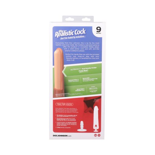 The Realistic Cock 9 In. Ultraskyn Vac-U-Lock Dildo Chocolate - Image 10