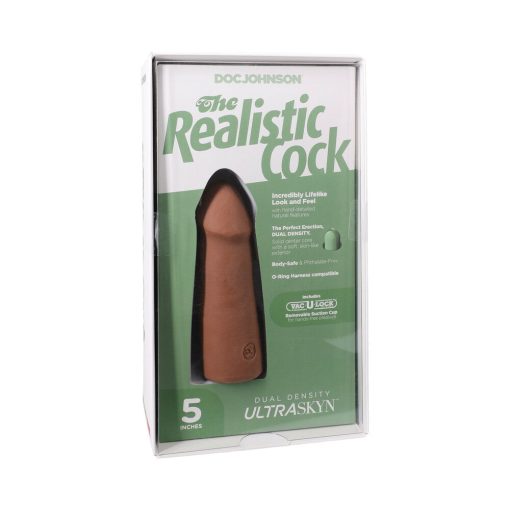 The Realistic Cock 5 In. Ultraskyn Vac-U-Lock Dildo Caramel