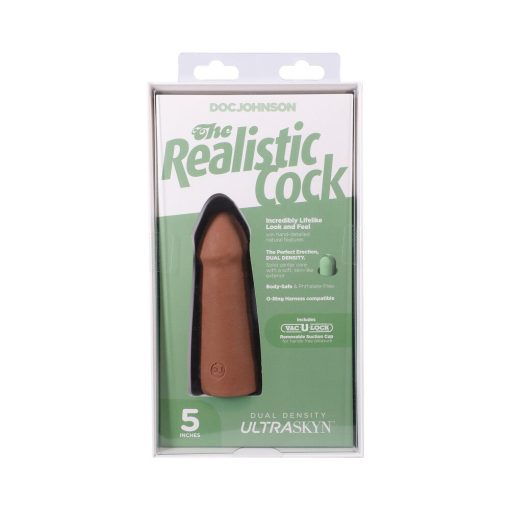 The Realistic Cock 5 In. Ultraskyn Vac-U-Lock Dildo Caramel - Image 9