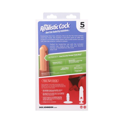 The Realistic Cock 5 In. Ultraskyn Vac-U-Lock Dildo Caramel - Image 10