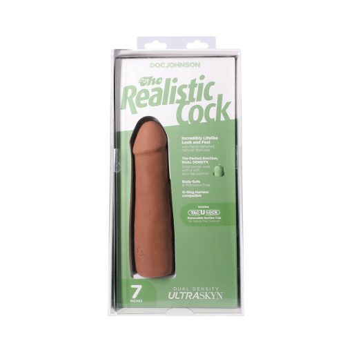 The Realistic Cock 7 In. Ultraskyn Vac-U-Lock Dildo Caramel - Image 9