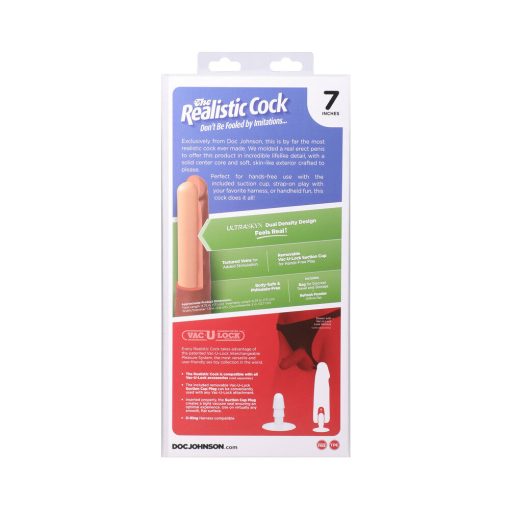 The Realistic Cock 7 In. Ultraskyn Vac-U-Lock Dildo Caramel - Image 10