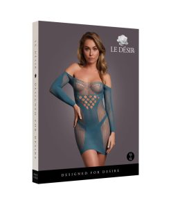 Le Desir Long-Sleeved Net Mini Dress Ocean Deep O/S