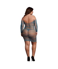 Le Desir Long-Sleeved Net Mini Dress Ocean Deep Queen Size