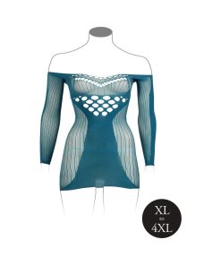Le Desir Long-Sleeved Net Mini Dress Ocean Deep Queen Size