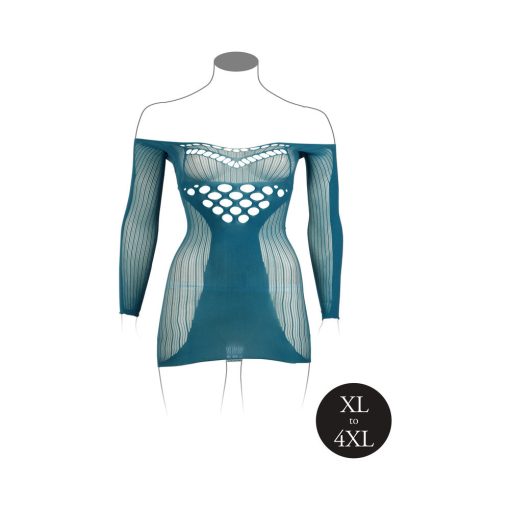 Le Desir Long-Sleeved Net Mini Dress Ocean Deep Queen Size - Image 4