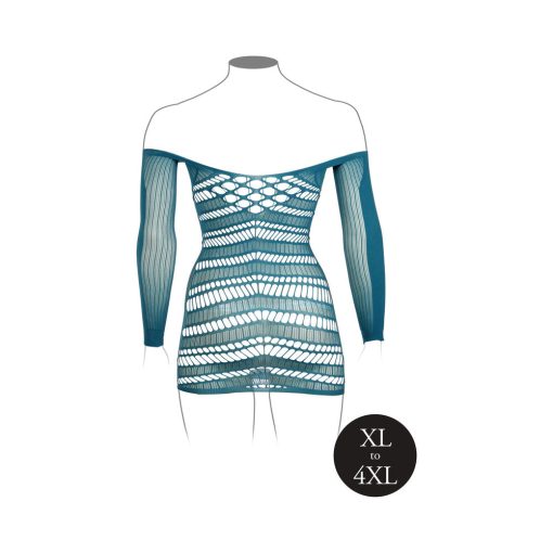 Le Desir Long-Sleeved Net Mini Dress Ocean Deep Queen Size - Image 5