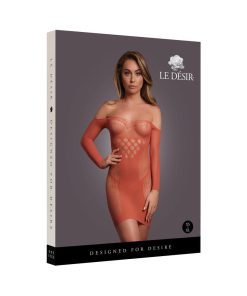 Le Desir Long-Sleeved Net Mini Dress Sunset Glow O/S