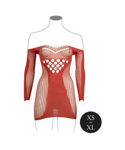 Le Desir Long-Sleeved Net Mini Dress Sunset Glow O/S