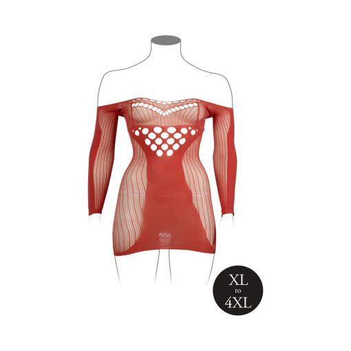 Le Desir Long-Sleeved Net Mini Dress Sunset Glow Queen Size - Image 4