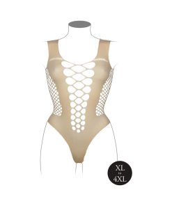 Le Desir V-Neck Teddy With Opaque Panels Sandy Beach Queen Size