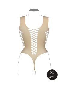 Le Desir V-Neck Teddy With Opaque Panels Sandy Beach Queen Size
