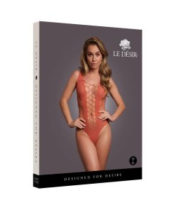 Le Desir V-Neck Teddy With Opaque Panels Sunset Glow O/S