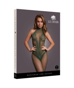 Le Desir Fishnet And Lace Bodystocking Midnight Green O/S