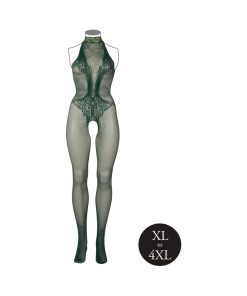 Le Desir Fishnet And Lace Bodystocking Midnight Green Queen Size