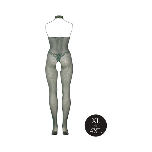 Le Desir Fishnet And Lace Bodystocking Midnight Green Queen Size - Image 5