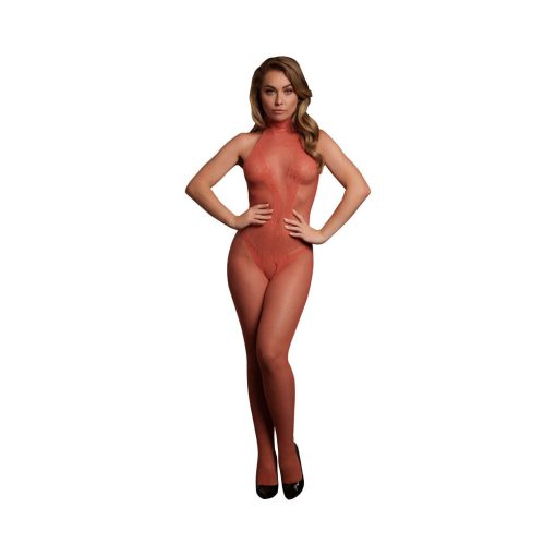 Le Desir Fishnet And Lace Bodystocking Sunset Glow O/S - Image 2