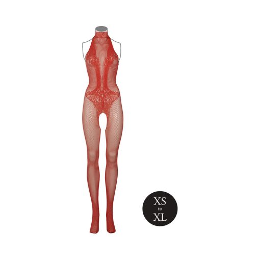 Le Desir Fishnet And Lace Bodystocking Sunset Glow O/S - Image 4