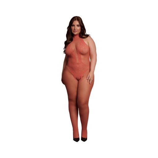 Le Desir Fishnet And Lace Bodystocking Sunset Glow Queen Size - Image 2