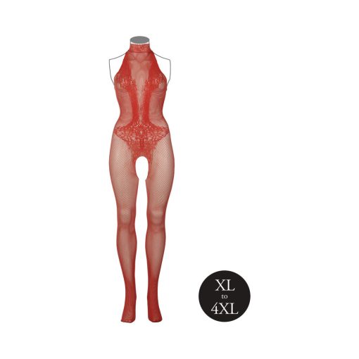Le Desir Fishnet And Lace Bodystocking Sunset Glow Queen Size - Image 4