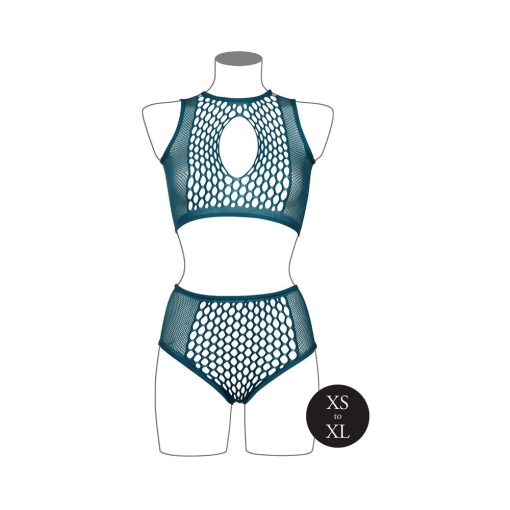 Le Desir Duo Net Key-Hole Bra Set Ocean Deep O/S - Image 4