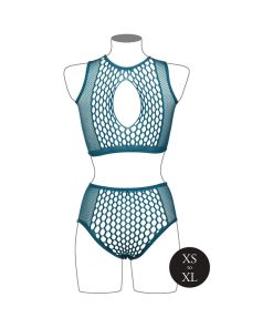 Le Desir Duo Net Key-Hole Bra Set Ocean Deep O/S