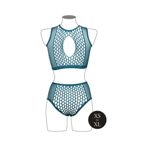 Le Desir Duo Net Key-Hole Bra Set Ocean Deep O/S - Image 5