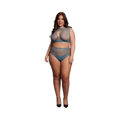 Le Desir Duo Net Key-Hole Bra Set Ocean Deep Queen Size - Image 2