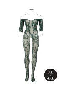 Le Desir Lace Long-Sleeved Bodystocking Midnight Green Queen Size