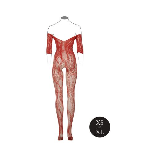 Le Desir Lace Long-Sleeved Bodystocking Sunset Glow O/S - Image 5