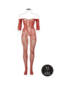 Le Desir Lace Long-Sleeved Bodystocking Sunset Glow Queen Size