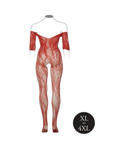Le Desir Lace Long-Sleeved Bodystocking Sunset Glow Queen Size