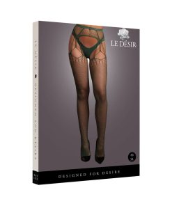 Le Desir Shredded Suspender Pantyhose Midnight Green O/S
