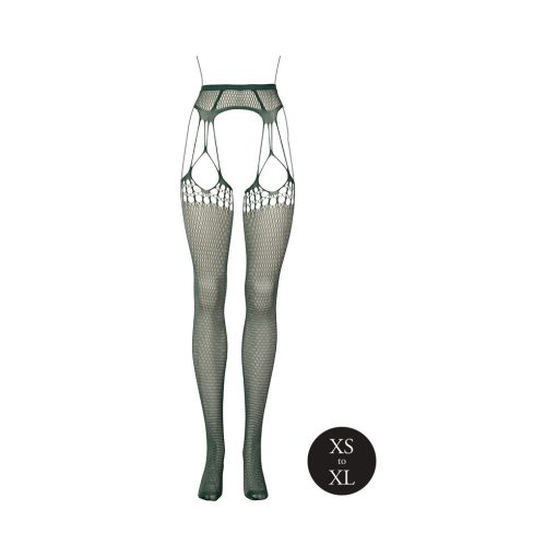 Le Desir Shredded Suspender Pantyhose Midnight Green O/S - Image 4