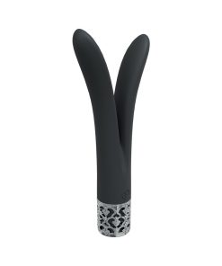 Royal Gems Dueling Queens Silicone Rechargeable Vibrator Black