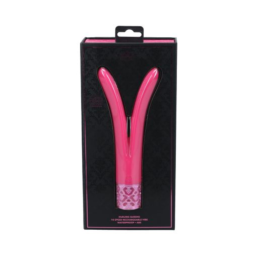 Royal Gems Dueling Queens Silicone Rechargeable Vibrator Pink - Image 4