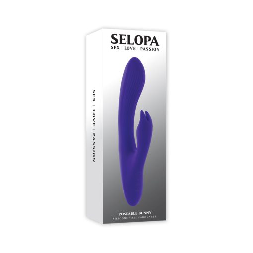 Selopa Poseable Bunny Dual Stimulator – Rechargeable, Waterproof, Purple