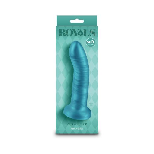 Royals Charlie 6 In. Metallic Curved Dildo Teal